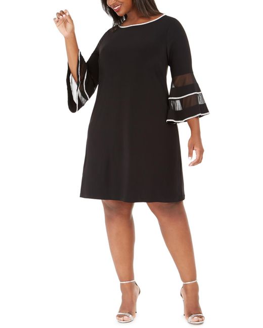 Msk Black Plus Embellished Trim Short Sheath Dress
