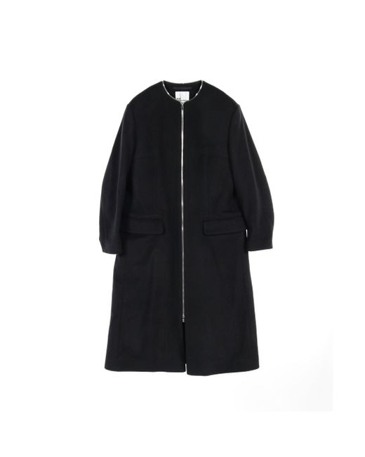 Noir Kei Ninomiya Black Zip Up Coat Wool Cashmere
