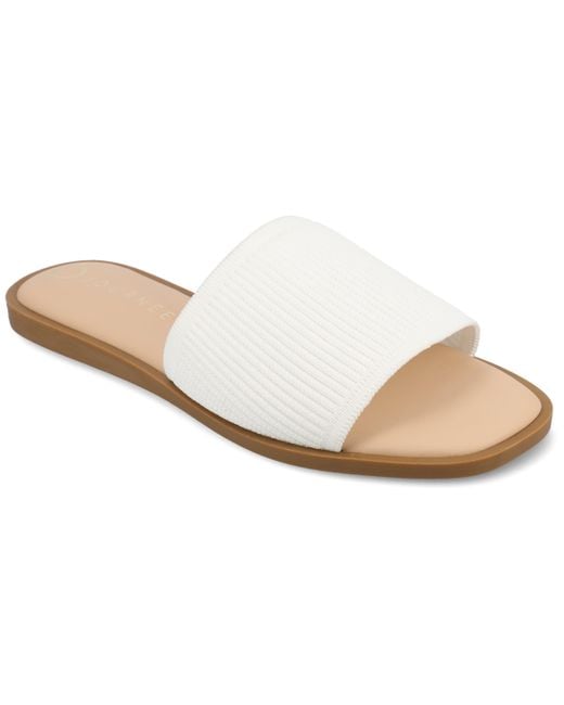 Journee Collection White Journee Prisilla Medium And Wide Width Flat Sandals