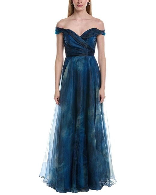 Rene Ruiz Women's Blue Off-The-Shoulder Draped A-Line Gown - www.rajagirimanappuram.com Rene Ruiz Women's Blue Off-The-Shoulder Draped A-Line Gown - www.rajagirimanappuram.com