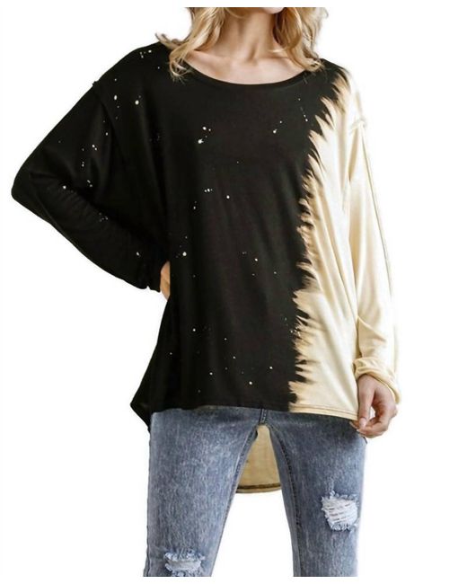 Umgee Black Contrast Color Raw Edge Top