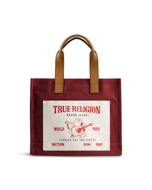 True Religion Tote, Medium Travel Shoulder Bag With Adjustable Strap, Red