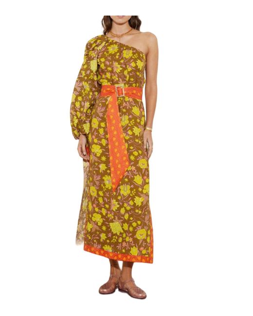BOTEH Yellow Alvita One Shoulder Maxi With Belt