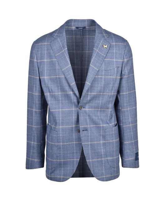 Tombolini Blue Wool Stretch Jacket for men
