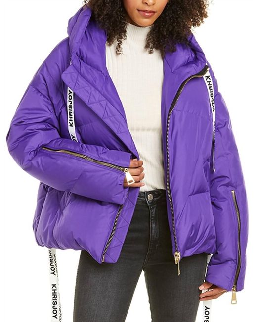 Khrisjoy Women's Purple Pre-Loved Iconic Hooded Puffer Jacket With