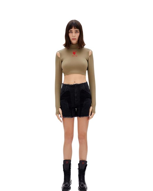 Pcfg Black Long Sleeve Crop Top