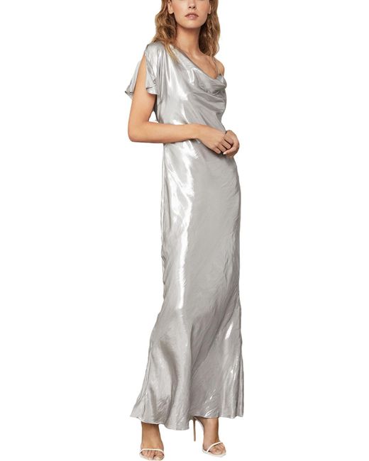 BCBGMAXAZRIA White Satin Metallic Formal Dress