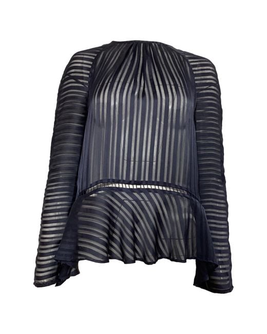 Zimmermann Black Mesh Striped Blouse
