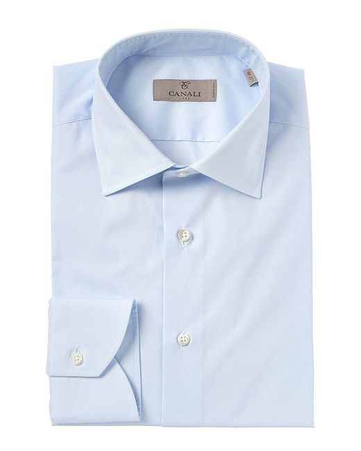 Canali Blue Modern Fit Dress Shirt for men