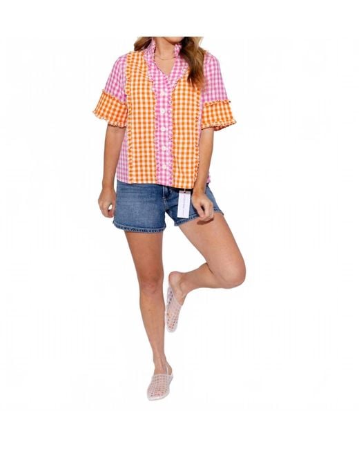 Thml Blue Gingham Charm Top