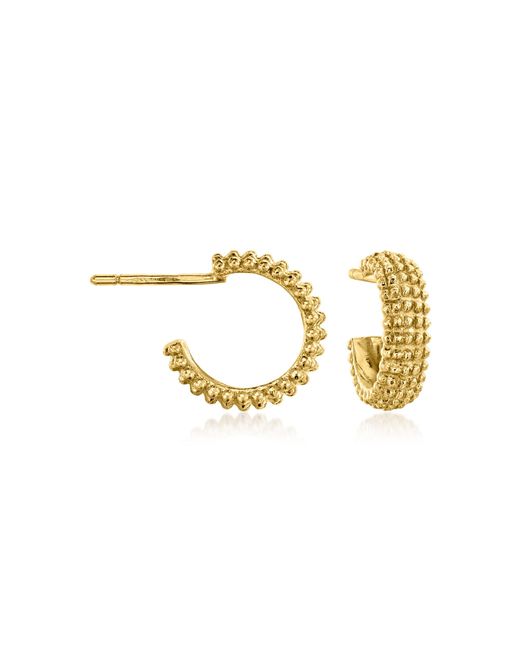 Ross-Simons Metallic Italian 14kt Gold Beaded huggie Hoop Earrings
