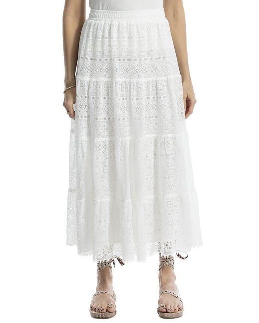 Max Studio White Tiered Maxi Skirt