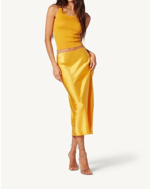 SABLYN Yellow Miranda Midi Silk Skirt