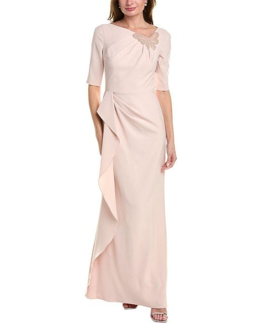 Teri Jon Pink Bead Embellished Gown