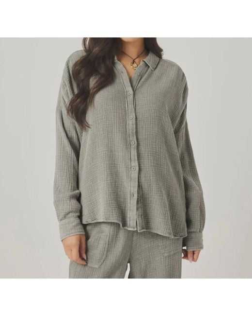 Splendid Gray Ava Gauze Button Down Shirt