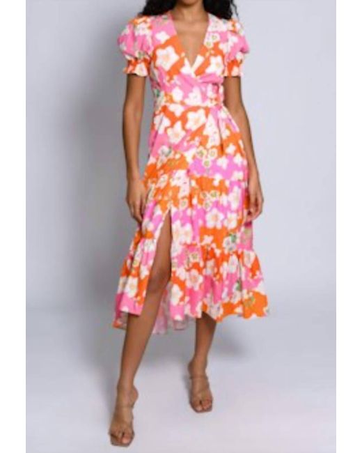 Hutch Red Danni Wrap Dress In Mixed Bouquet Floral