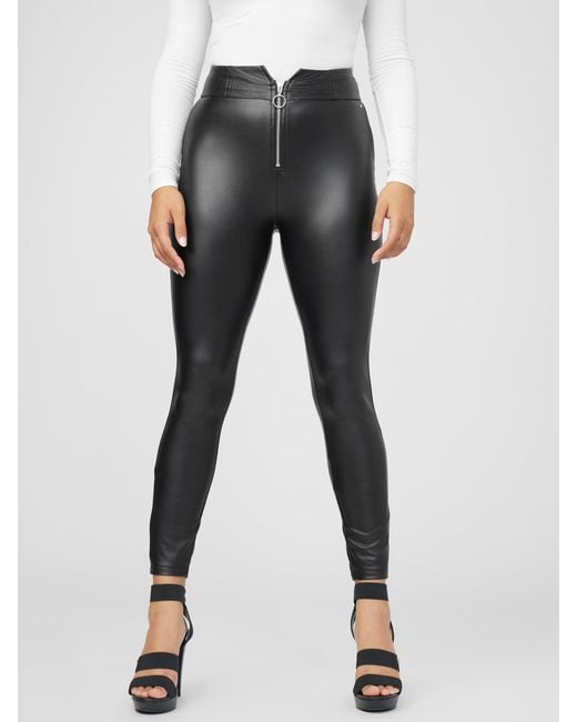 Guess Factory Banji Faux-leather Pants in Black | Lyst