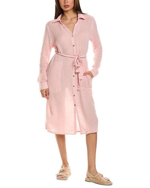Michael Stars Pink Cleo Button Down Shirt Dress