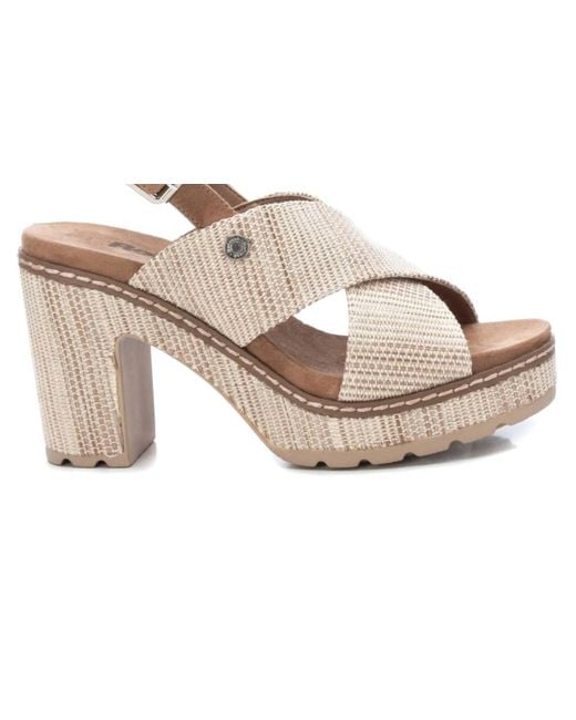Xti Black Heeled Platform Sandals