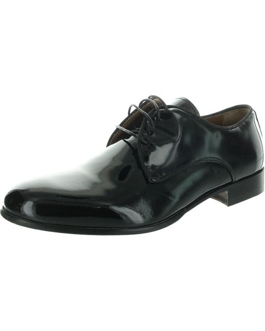 Bruno Magli Black Niko Lace-Up Patent Leather Oxfords for men