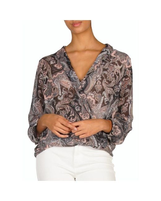 Elan Gray Cross Front Top