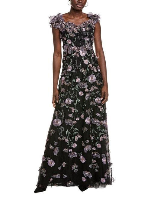 Teri Jon Women's Black Printed Maxi Dress Teri Jon Women's Black Printed Maxi Dress