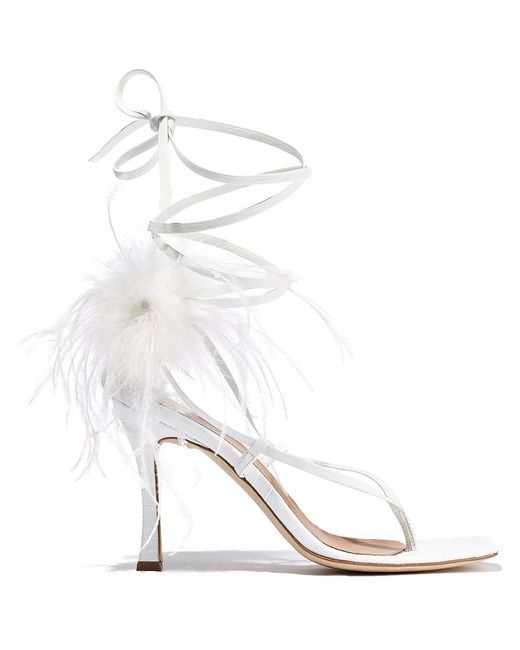 Brother Vellies White Paloma Leather Feathered Pumps