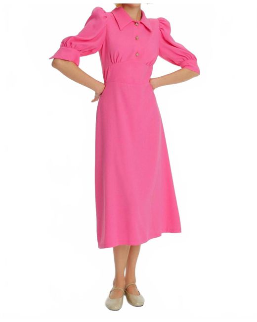Exquise Pink Collared Midi Dress