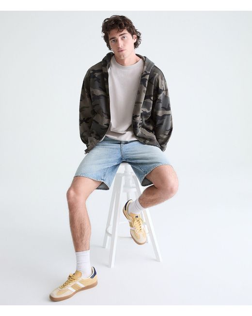 Aéropostale Men's Black Cloud Soft Camo Boxy Full-Zip Hoodie