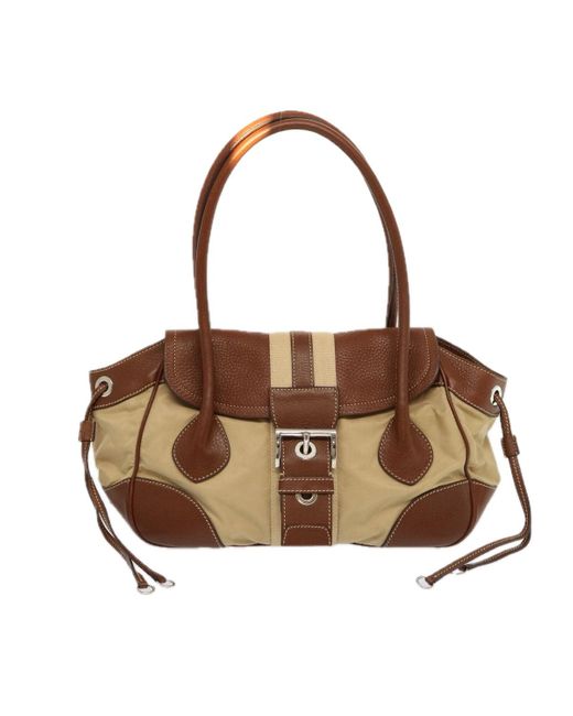 Prada Brown Synthetic Shoulder Bag (pre-owned)