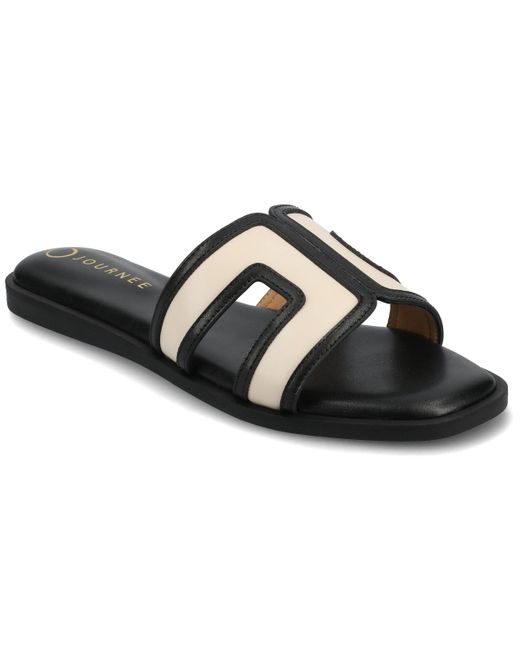 Journee Collection Black Journee Primah Flat Sandals