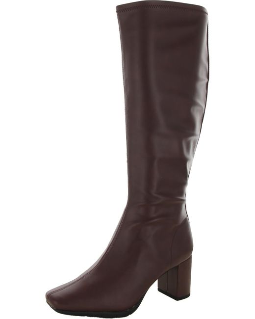 Aerosoles Micah Stretch Block Heel Kneehigh Boots in Brown Lyst