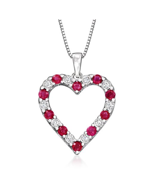 Ross-Simons Red Ruby And . Diamond Heart Pendant Necklace