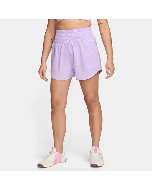 Nike Purple One Shorts Lilac Bloom Dri-Fit Brief-Lined Ultra High-Waist Srt152