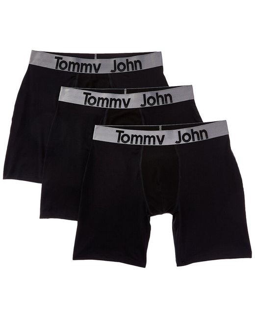 Tommy John Black Set Of 3 Essential 360 Sport Boxer Brief for men