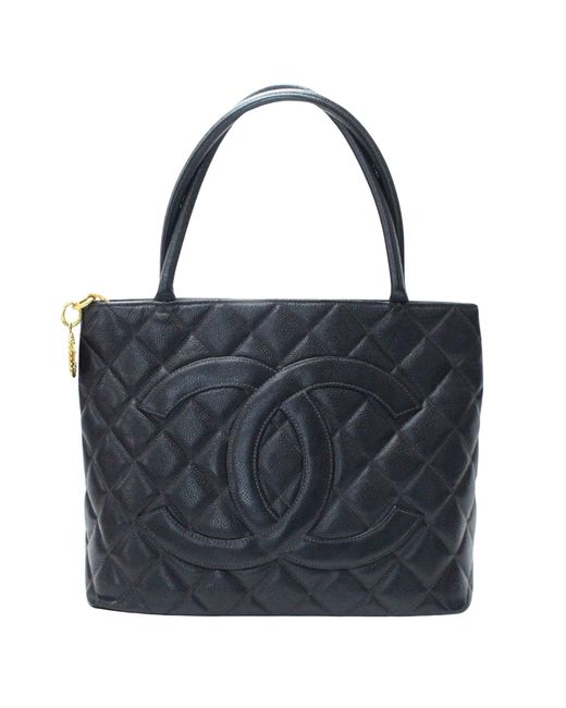 Chanel Blue Shopping Leather Tote Bag (pre-owned)