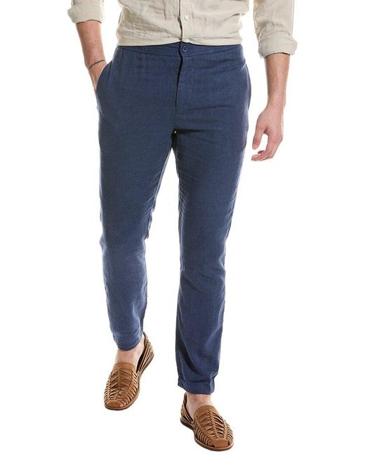 Onia Blue Linen-blend Pant for men