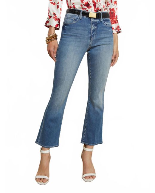L'Agence Blue High Rise Crop Micro Boot Jean