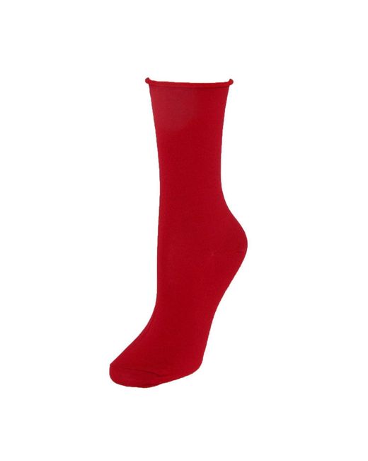 Windsor Collection Red Rayon From Bamboo Trouser Roll Top Sock