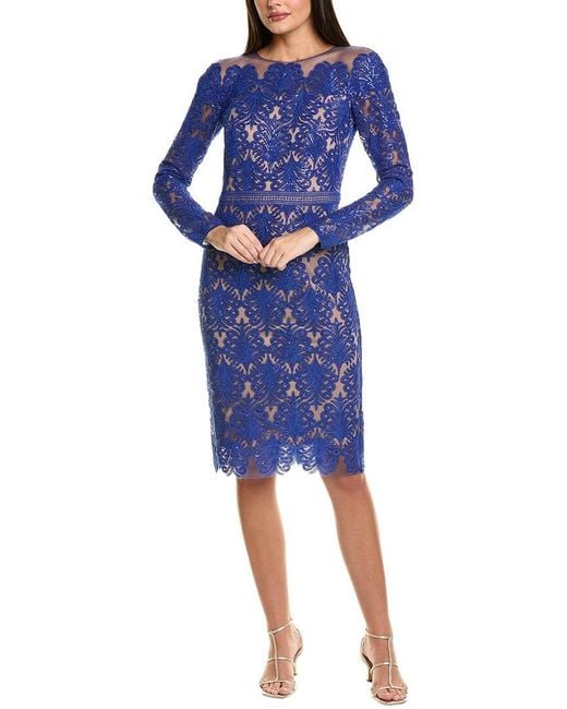 Tadashi Shoji Blue Embellished Midi Dress