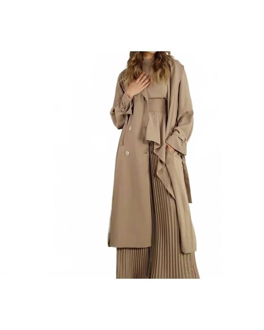 Mulla Natural Back Pleated Trench Coat
