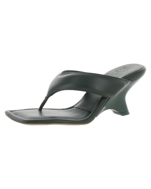 Gia Borghini Green Gia 6 Leather Thong Wedge Sandals