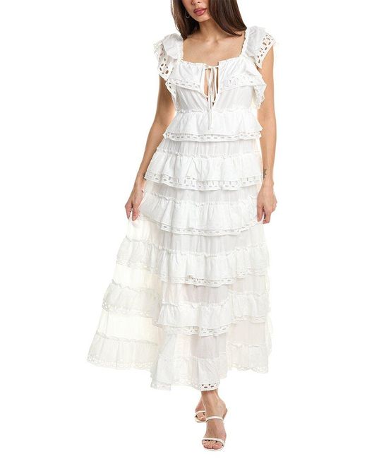 Beulah London White Tiered Maxi Dress