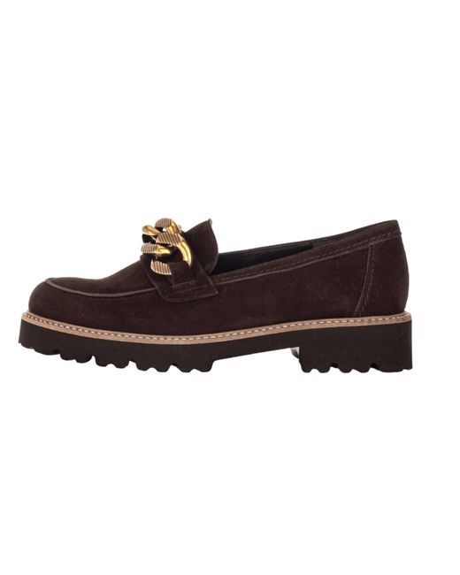 Gabor Brown Braided Ornament Detail Loafer
