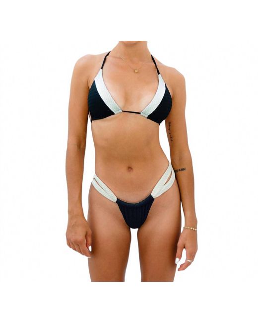 Gigizara Blue Lunar Triangle Bikini Top Geo Wave Elegance