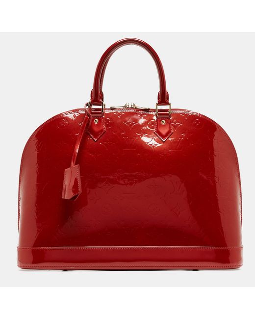 Louis Vuitton Red Pomme D Amour Monogram Vernis Alma Gm Bag