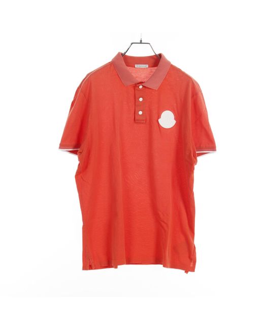Moncler Red Polo Shirt Cotton Coral Logo