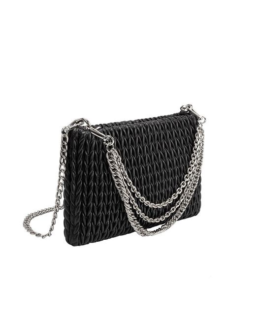 Melie Bianco Black Erin Padded Quilted Crossbody Clutch