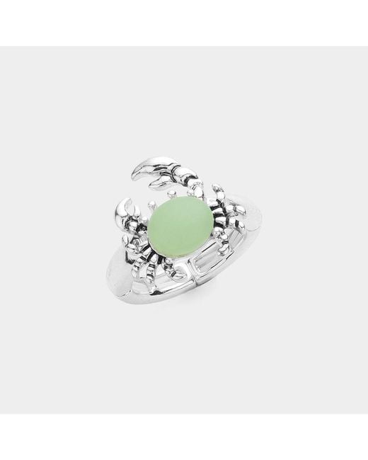 Fashnzfab Metallic Sea Glass Crab Stretch Ring