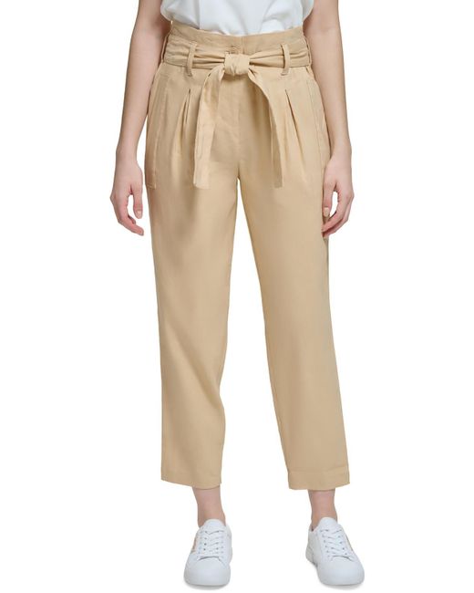 Calvin Klein Natural Linen High Waist Cropped Pants